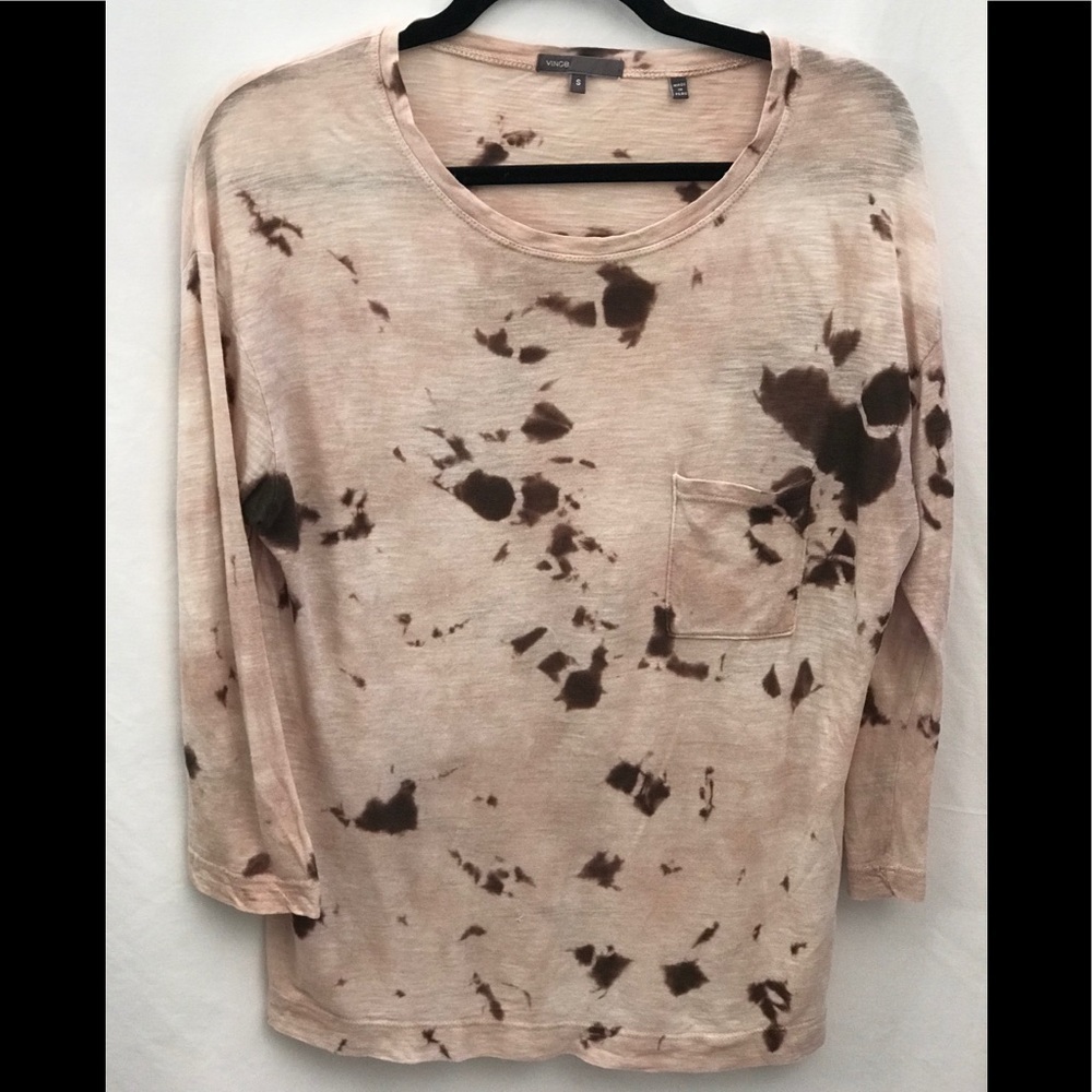 Vince Pima Marbled Brown Shirt 3/4 Sleeve Small